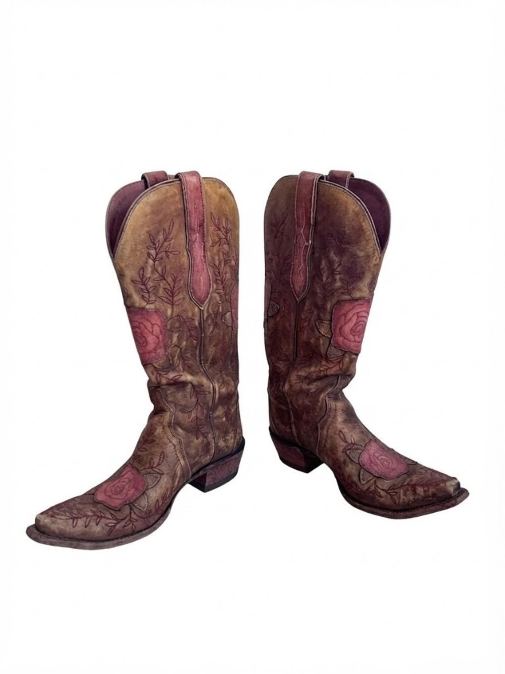 Ariat Rosalind Womens Western Boots Size 9 B Brown Leather Rose Floral Snip Toe - Picture 2 of 11